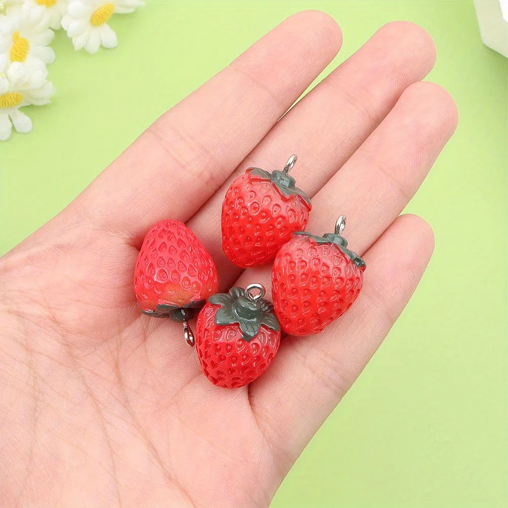 12/27/54 個赤い樹脂イチゴの形のペンダント、DIY ネックレス、イヤリング、結婚式の季節 & 感謝祭のギフト装飾アクセサリー