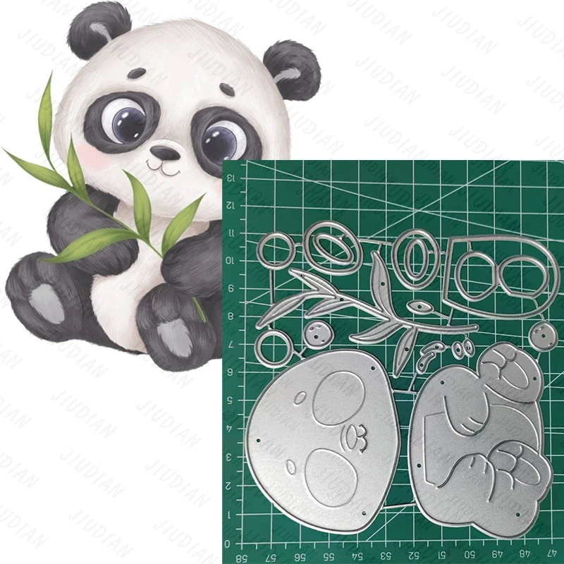 

Гигантская панда держит бамбуковый металлический штамп для резки металлический штамп для DIY Скрапбукинг ремесла ручной работы Рождественская подарочная карта