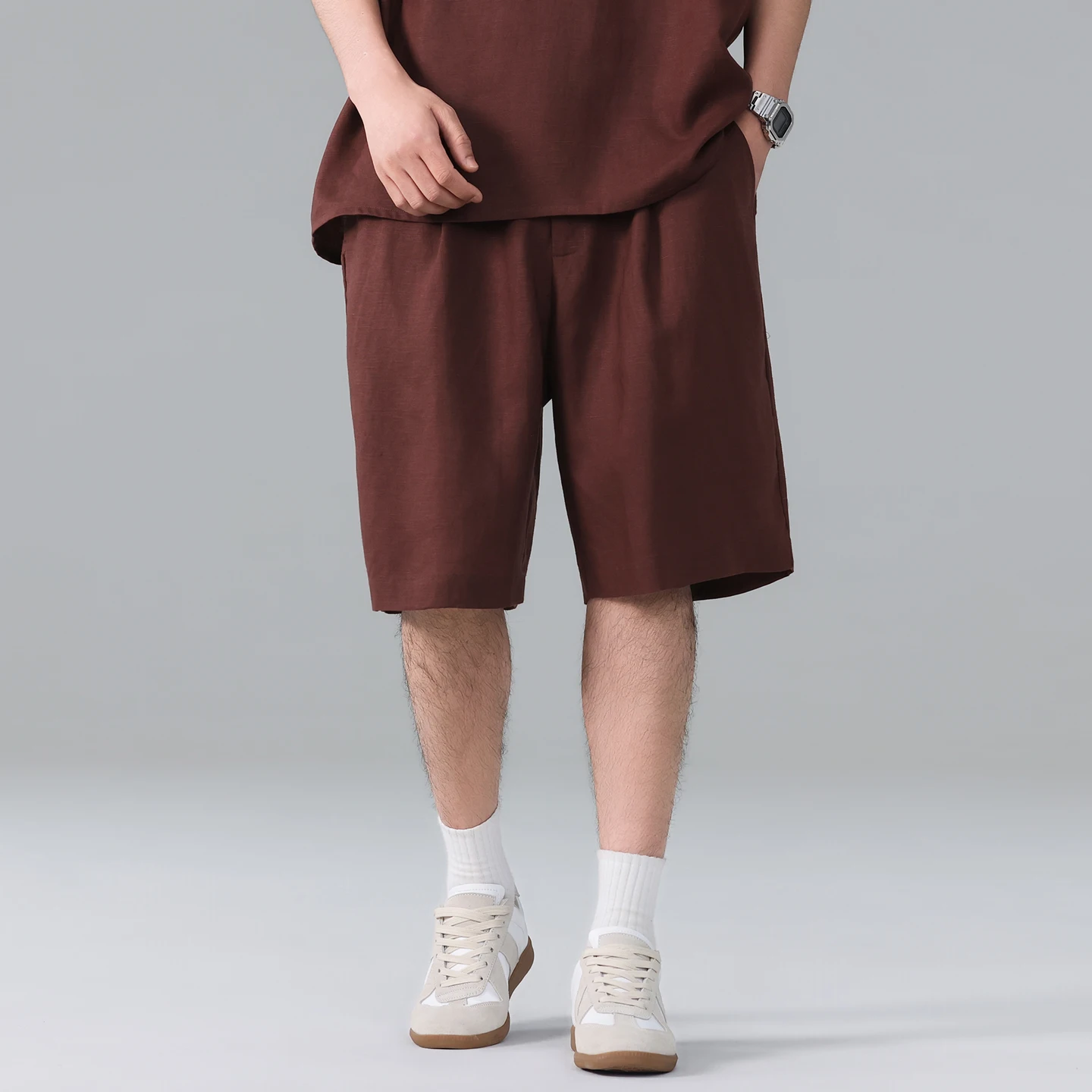 Men Summer Vintage Lightweight Line Loose Casual Short Sleeve Pullover Polo Shirts Shorts Pants Sets Plus Size Tracksuits view 6