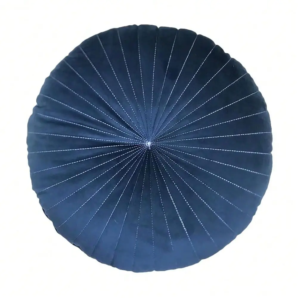 

Round Pillow Cushion For Couch Velvet Decorative Small Throw Pillow Solid Color For Living Room Bed Floor 15.7 , Navy Blue,Z02N