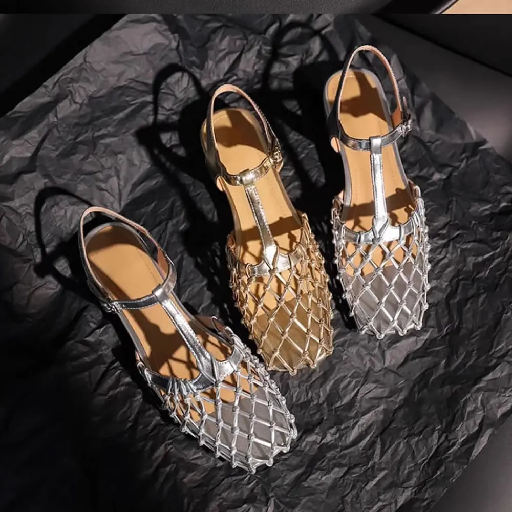 

Women Weave Mesh Sandals Square Toe Low Heels Mules Shoes Open Toe Woman Summer 2025 Trend Dress Chunky Designer Pumps Mujer