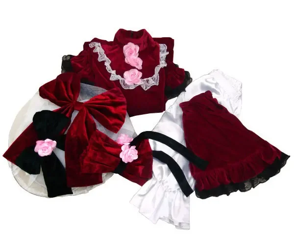 Cosplay  Anime Rozen Maiden Pure Ruby Cosplay Shinku Red Dress Halloween Costume Custom Made