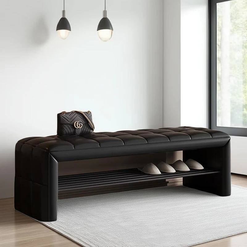 home door shoe change stool with Storage rack Leather soft seat cushion bench for bedroom living room Multiple colors Furniture