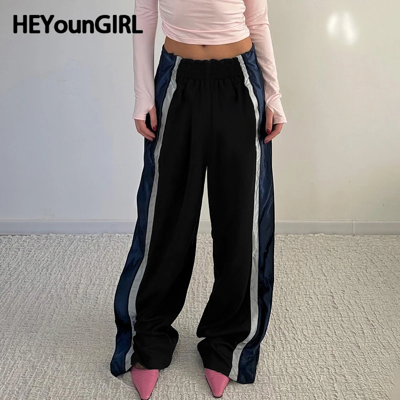 

HEYounGIRL Contrast Color Loose Pants Fitness Casual Women Basic Sweatpants Y2K Sporty Joggers Korean Trousers Street Outfits