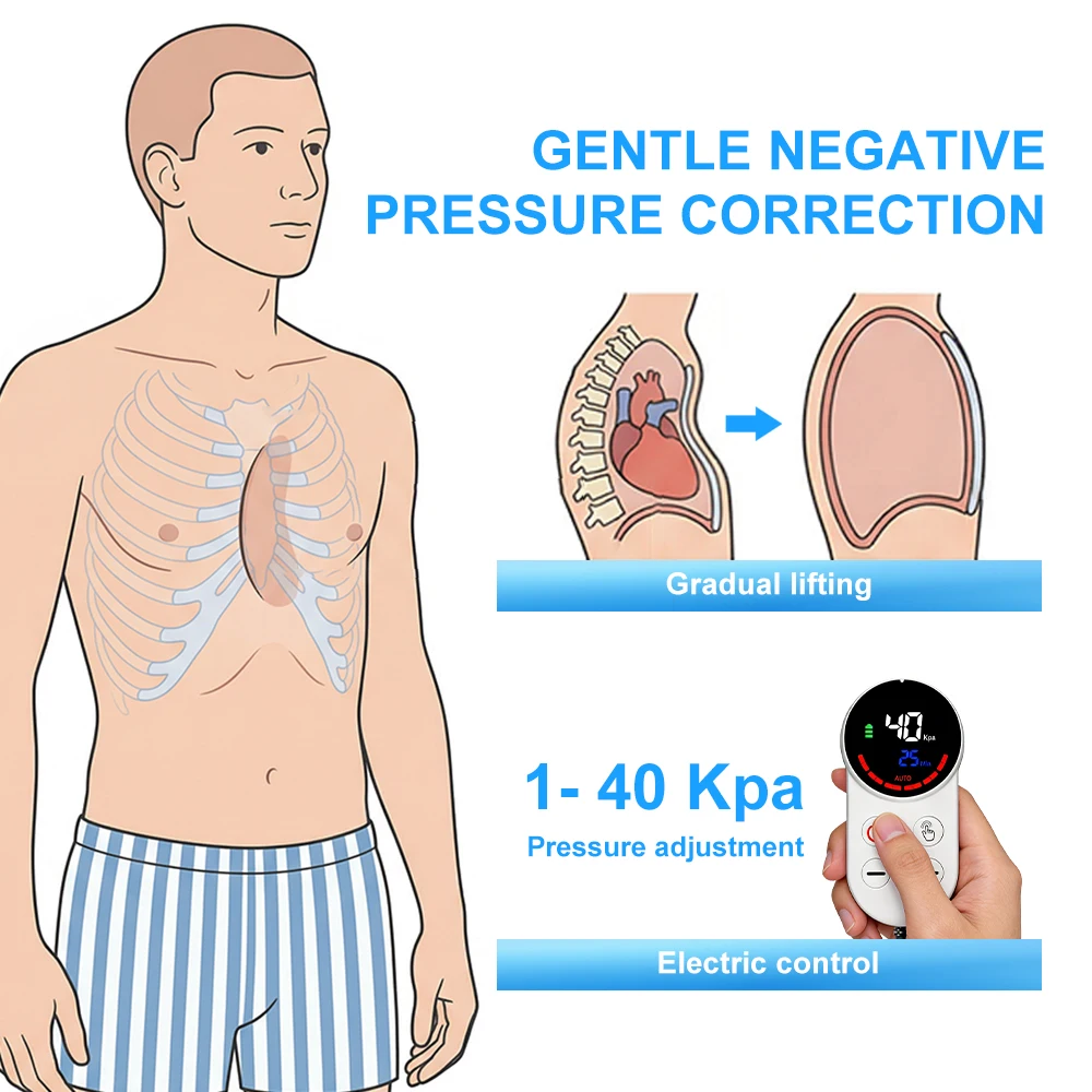 Electric Pectus Excavatum Orthosis Brace with Vacuum Bell Sternal Depression Support Tool for Thoracic Sunken Sternum Correction