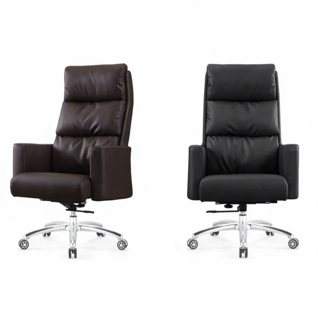 

High Back PU Leather Office Desk Chair with Adjustable Headrest Iron Ribbed Conference Task Chair Lift Meeting Adjustable Height