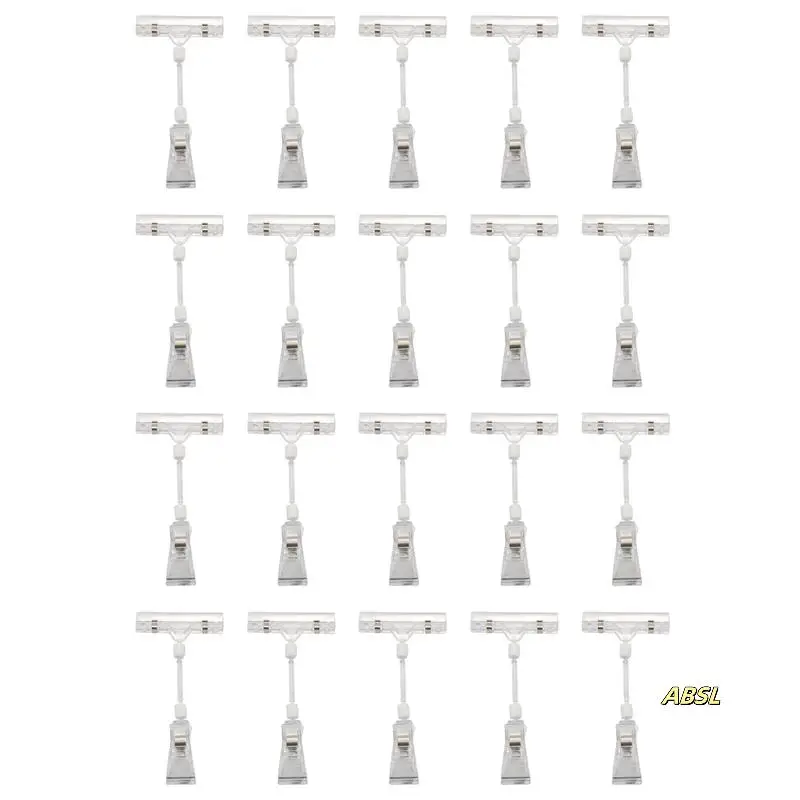 

20Pcs 6.5 Inch Height Transparent Plastic Double Clips Adjustable Sign Card Display Holder