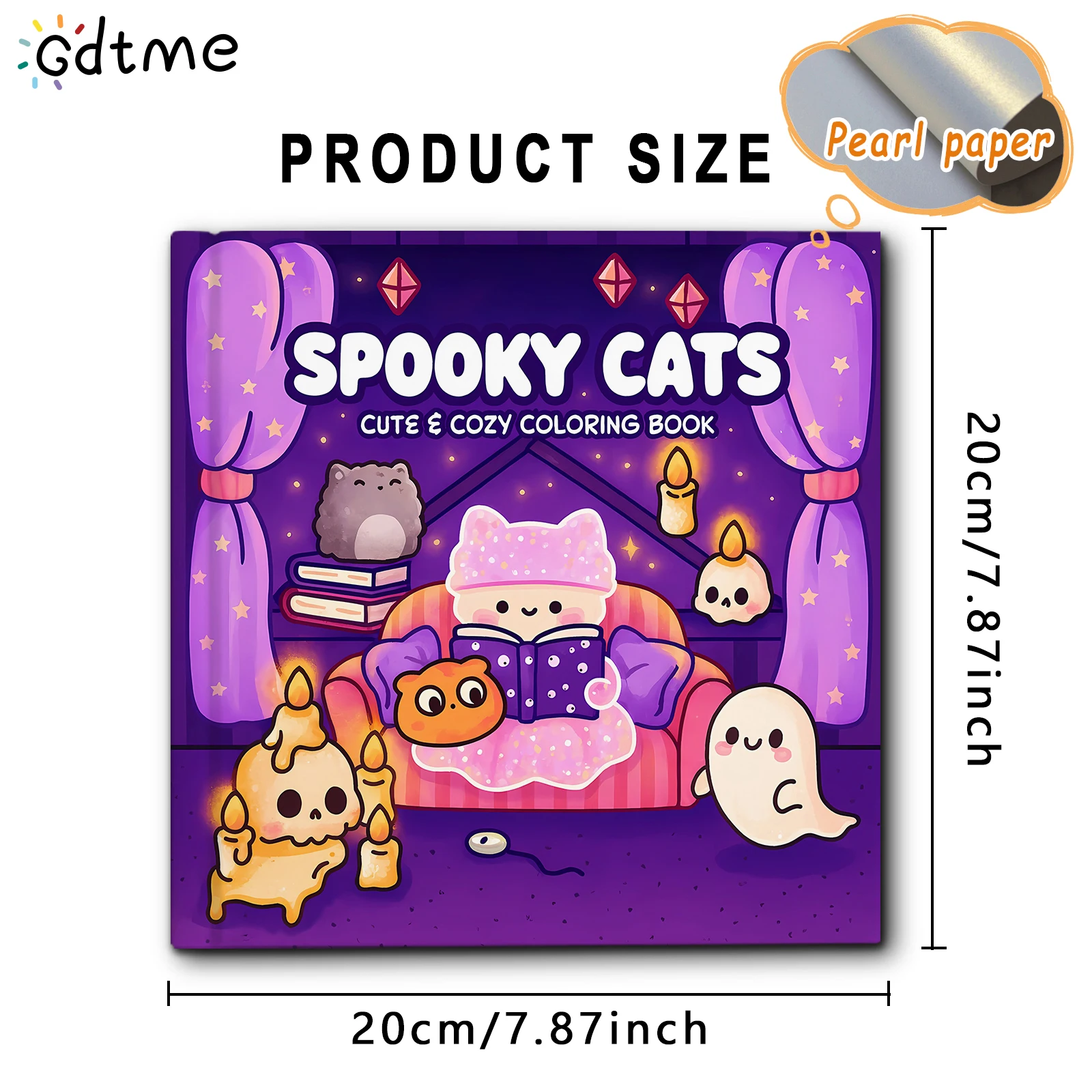 SPOOKY CATS Malbuch für Erwachsene mit einfachen Cartoon-Mustern zur Entspannung, DIY-Mal- und Zeichenbücher – Detail 2