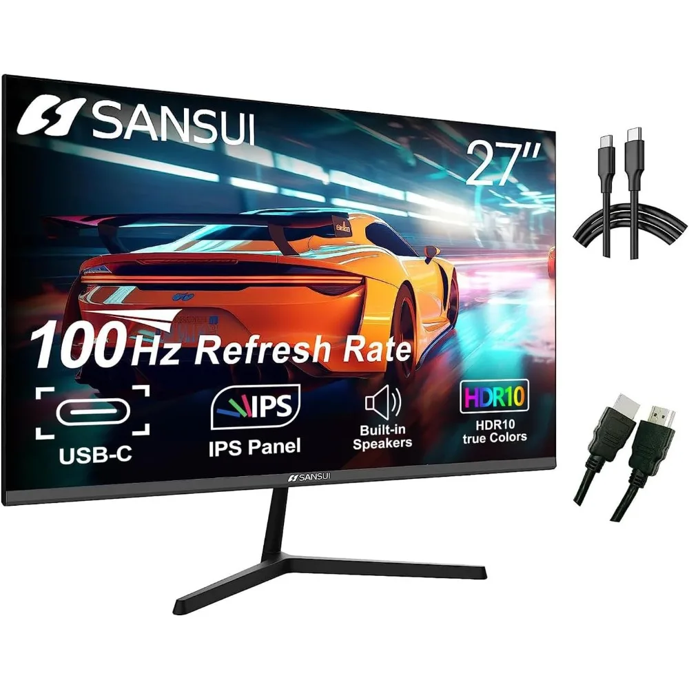 

27 Inch IPS USB-C Monitor 100Hz FHD 1080P HDMI DP HDR10 Built-in Speakers Tilt Adjustable VESA Gaming Work ES-27X3