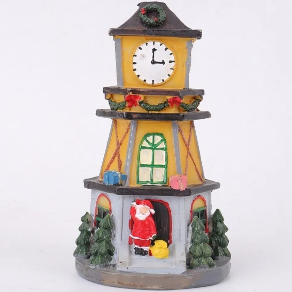 Light Up Design Holiday Home Decorations Small Size Resin Material LED House Figurine LED Lighting Creative Design