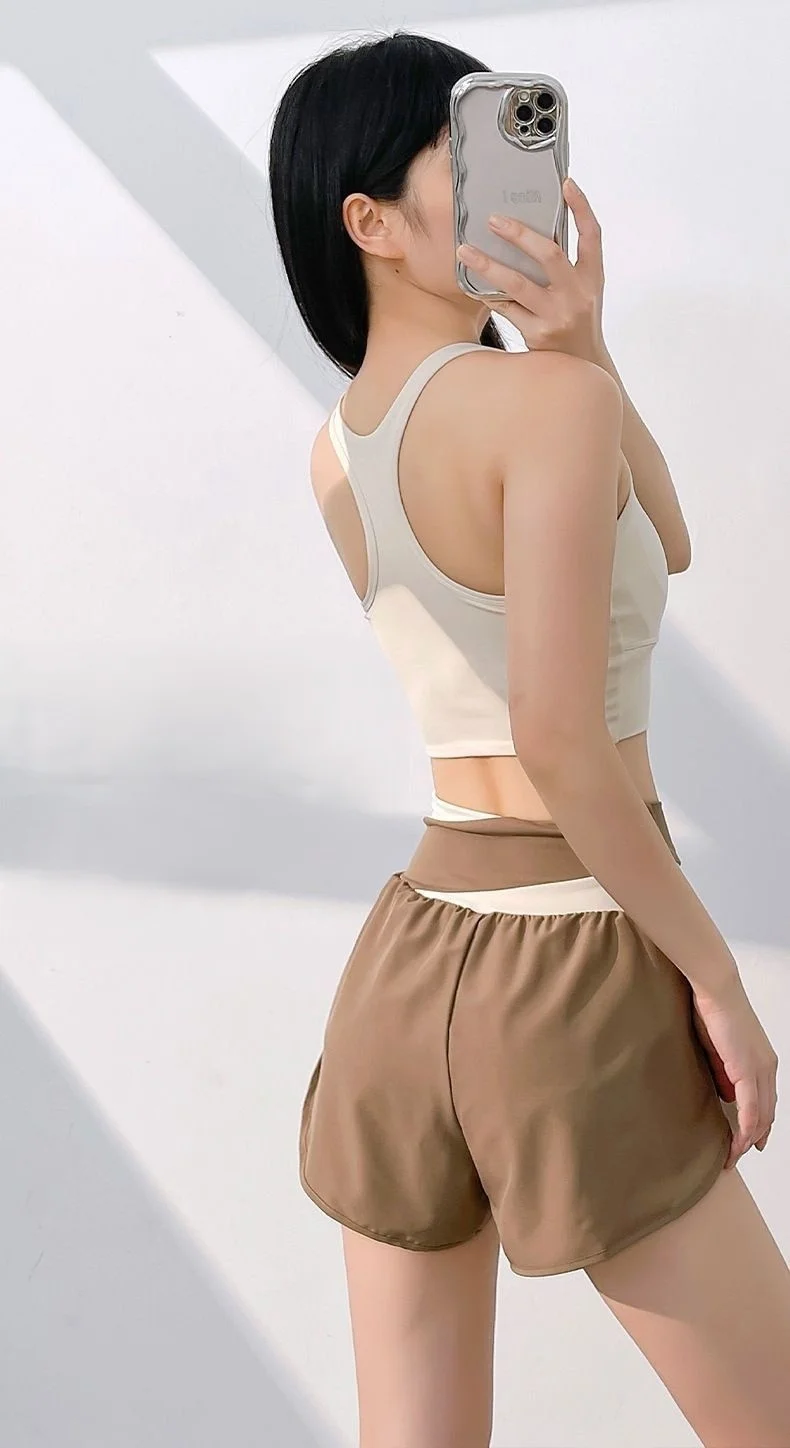 요가 반바지 편안한 여성용 러닝 라이트 프린트 트레이닝 스포츠 신축성 운동복 체육관 조깅 모달 컬러 기본 디테일 룩 인