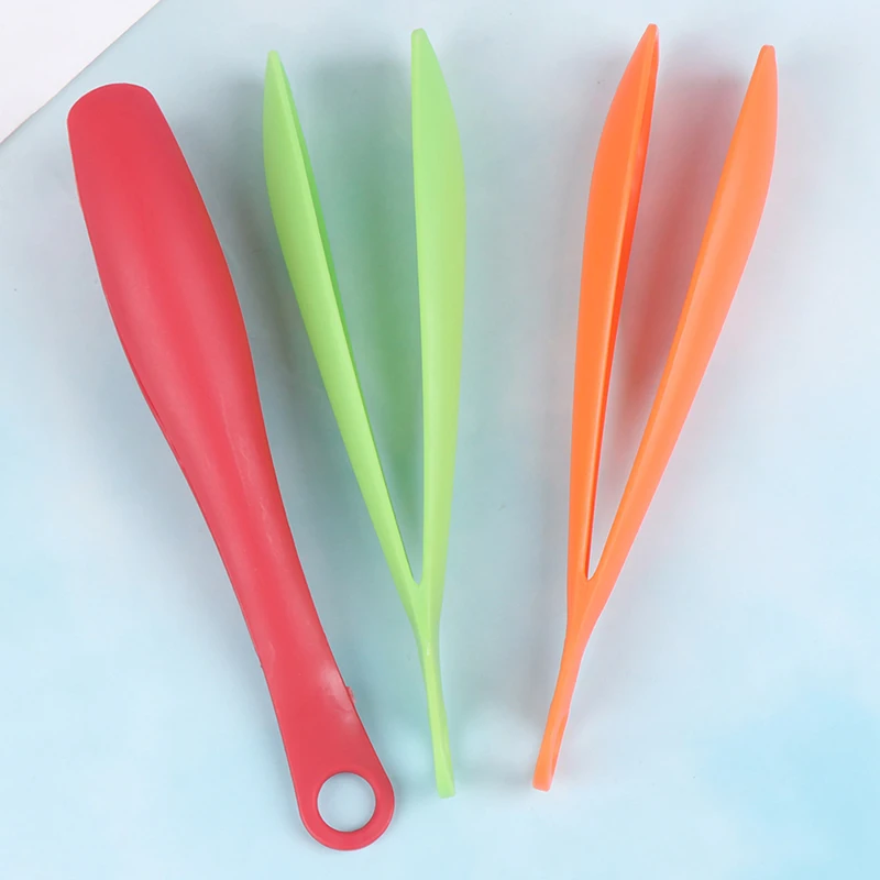 Pinzas de plástico para alimentos de 14,7x1,8 cm de 3 colores, pinza para barbacoa antiadherente, pinza de cocina para ensalada, utensilios y accesorios
