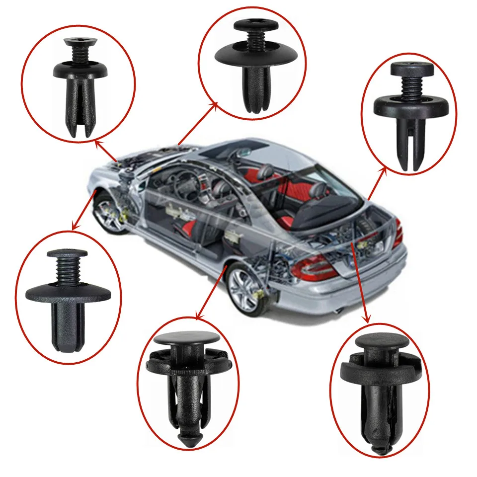 60 uds 5mm 6mm 7mm 8mm 9mm 10mm agujero remache de parachoques de coche sujetador Auto guardabarros Panel embellecedor Clips de tornillo para Honda Nissan Toyota Hyundai