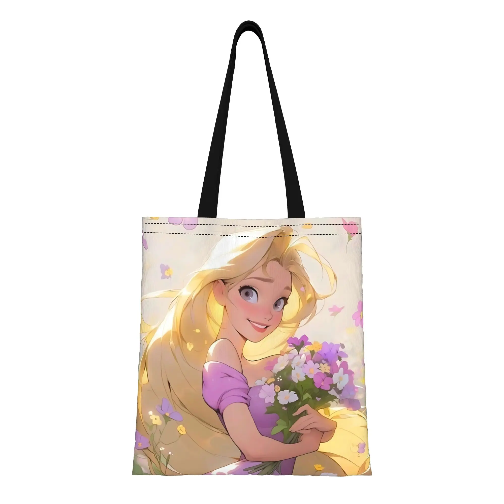 

1 шт., большая вместительная холщовая сумка с рисунком Диснея, принцессами Диснея, складная, с шикарным узором, подарки