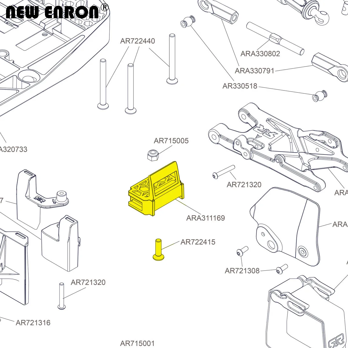 NEW ENRON CNC Aluminium Center Diff Power Module / Gearbox Grommet ARA311169 for RC CAR 1/10 ARRMA 4S KRATON SENTON 1/8 MOJAVE