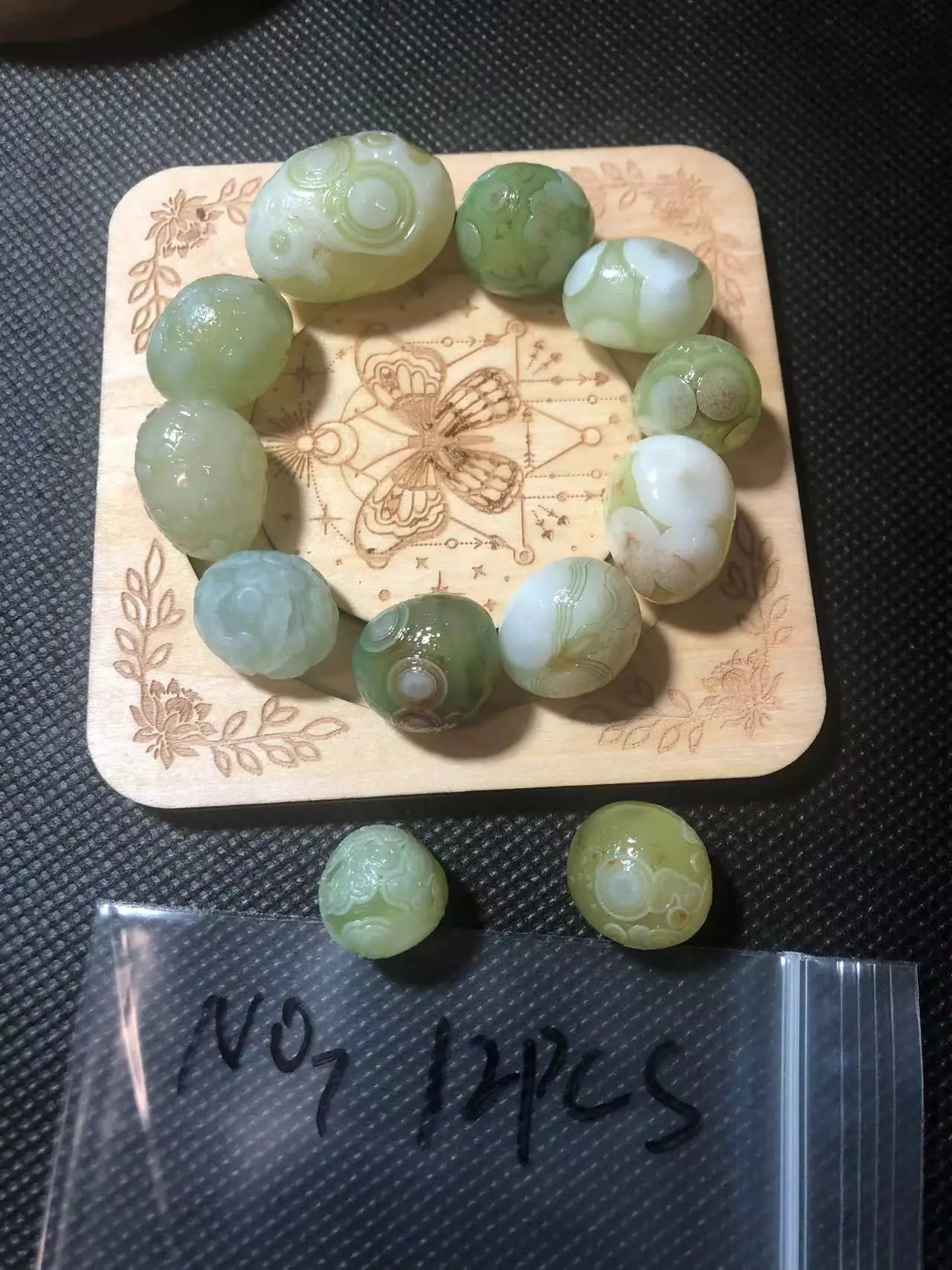 DIY Bracelet Natural Crystal Raw Stone Outer Mongolian Flower Eye Four Eyes Agate Small Grain Seed Material Exquisite