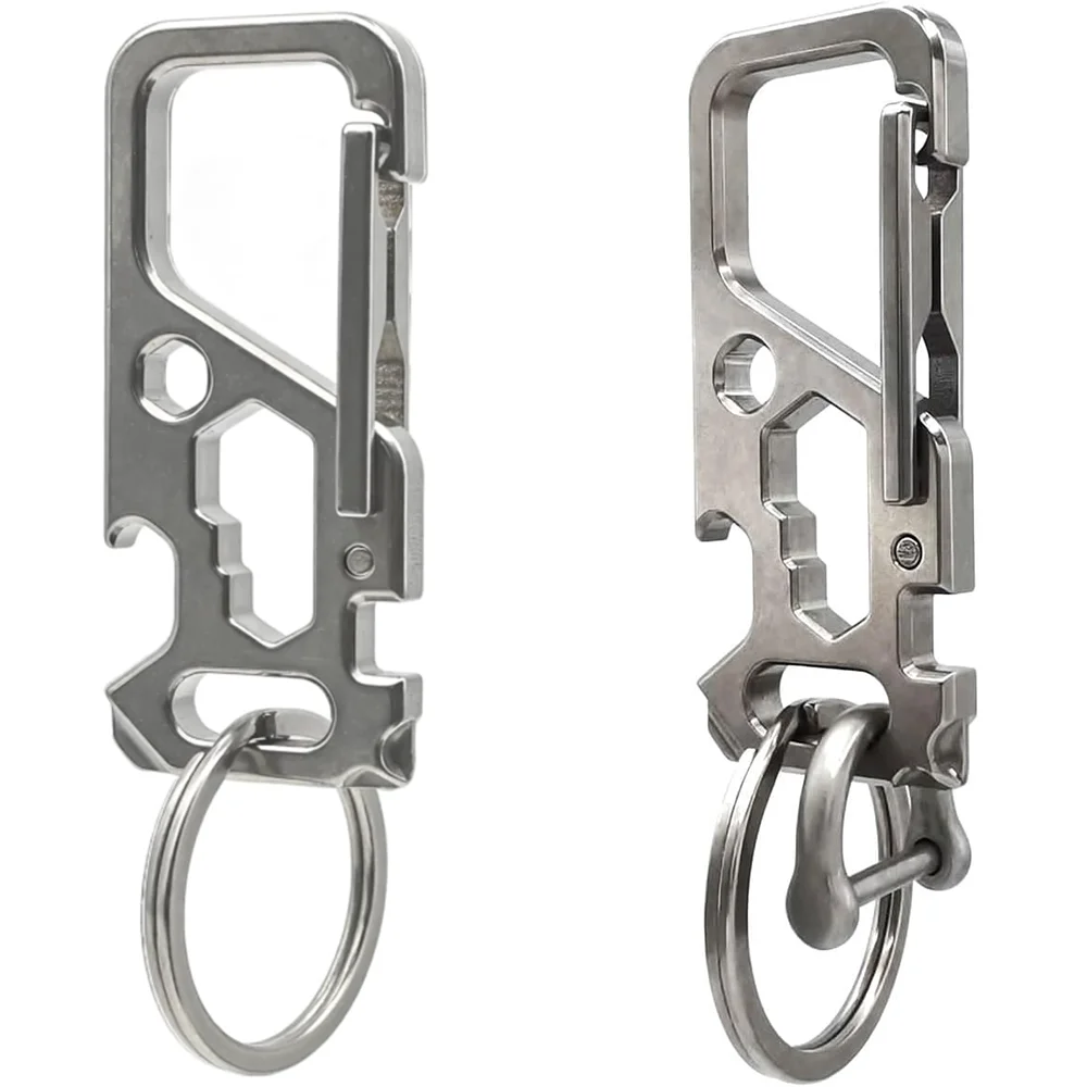 

TISUR Titanium Alloy Carabiner Clip for Keys,Multifunctional EDC Keychain with Keyring,Backpack Accessory