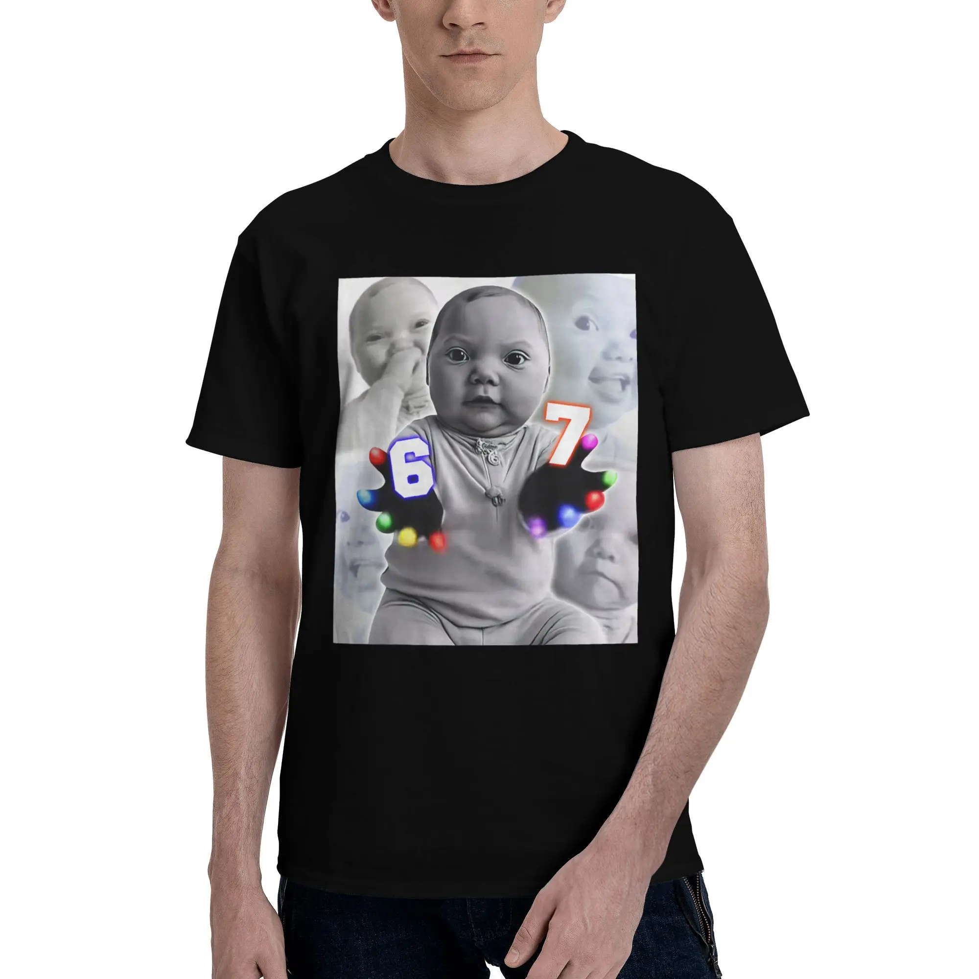 Gloving Niche Baby 67 Six Seven Hand Funny Ai Baby Meme Funny 100% Cotton T-Shirt Funny Meme Tops Tees For Men