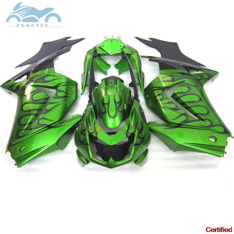 Customizable Injection mold fairings kit for Kawasaki Ninja 250R ZX250 2008-2014 fairing kits EX250R 08-14 green flames bodywork