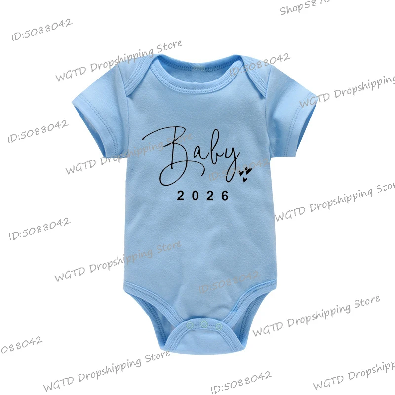 رومبير قطني جديد للأطفال الرضع الأولاد والبنات "طفل 2026" نمط قلب مضحك نيسيس قريبا هدية لحديثي الولادة ملابس داخلية بأكمام قصيرة #5