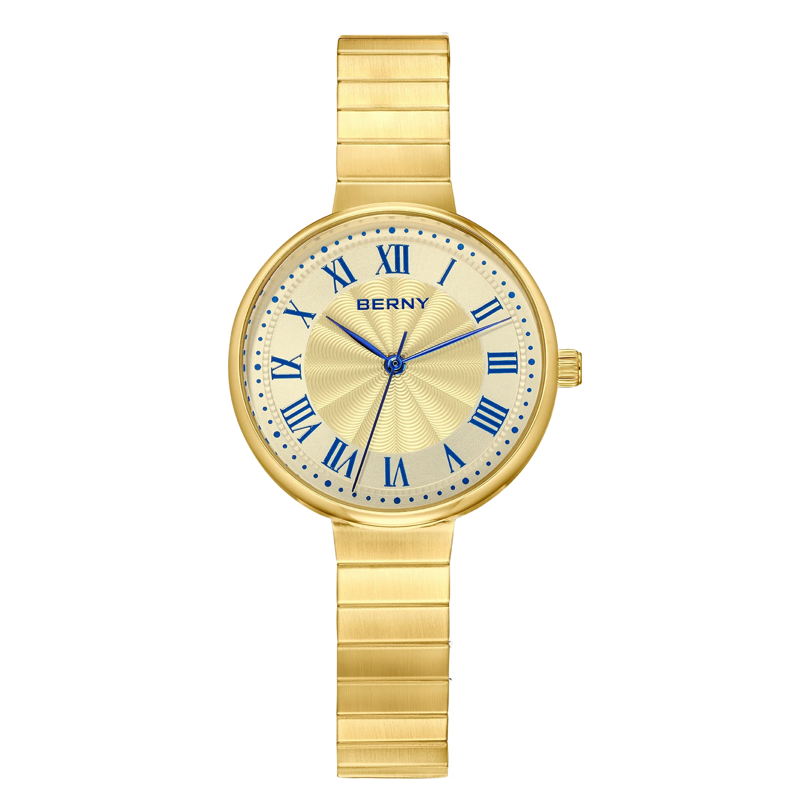 

BERNY Роскошные золотые женские часы из нержавеющей стали, модные кварцевые наручные часы, водонепроницаемые, изысканные подарочные часы лучшего бренда для женщин