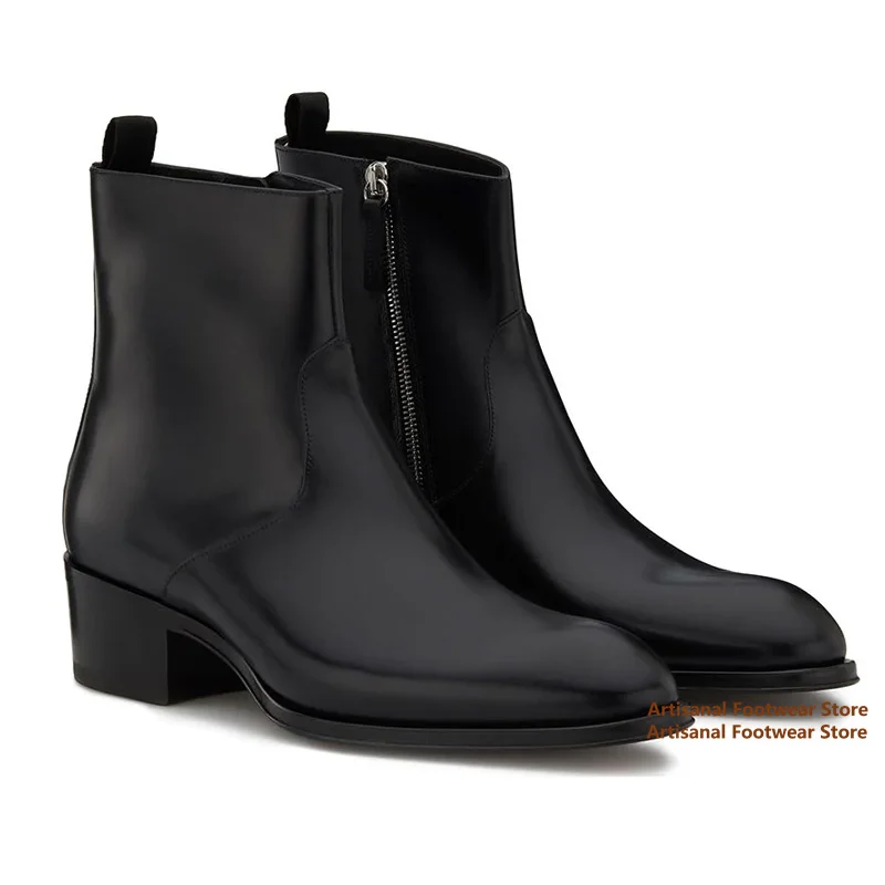 

Side Zippers Chelsea Boot Men's High-Top Booties Luxury Designer Handmade 37-46 Large Size Trend Pointed Toe Men's Boots