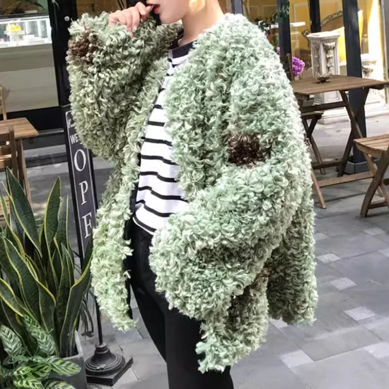Casacos de pele encaracolado falso jaquetas femininas peludo outerwear y2k mangas compridas grosso pele quente solto streetwear casual 2025 outono inverno
