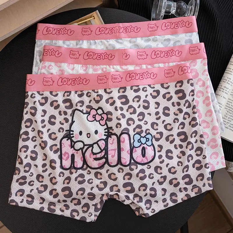 Sanrio Hello Kitty Mutande Cartoon Cute Men Stampa Boxer elasticizzati Slip accoglienti e morbidi con cavallo antibatterico Biancheria intima da grande libbra
