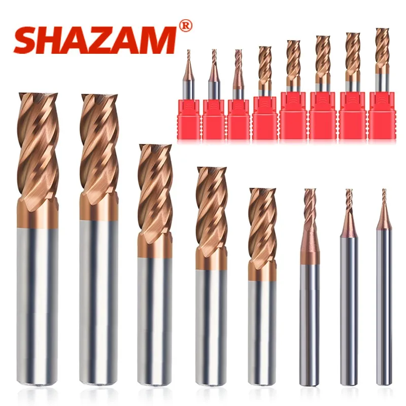 

SHAZAM HRC55 4-Flute Carbide Endmill 11-Piece-Set Tungsten Steel Milling Cutter CNC Machining Center End Mill Tools 1.0mm-12.0mm