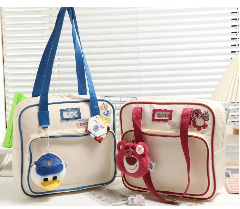 

Strawberry bear pain bag large capacity commuting backpack crossbody computer handbag student party