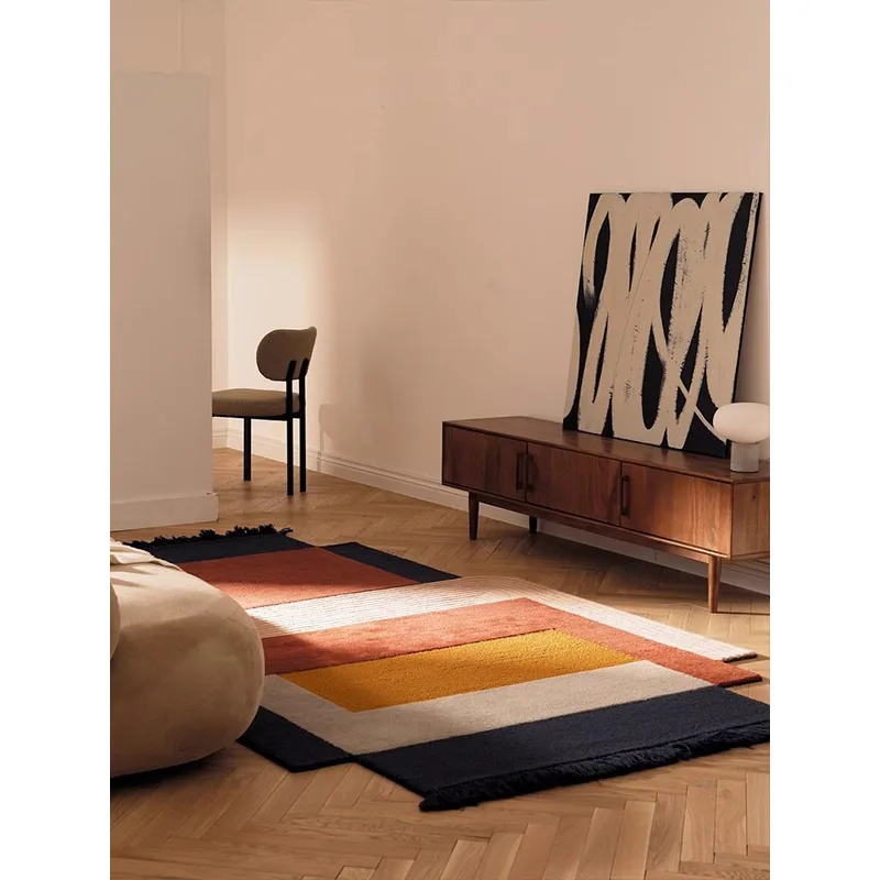 

Art Nordic color retro carpet special-shaped American living room wool irregular French medieval bedroom bedside blanket