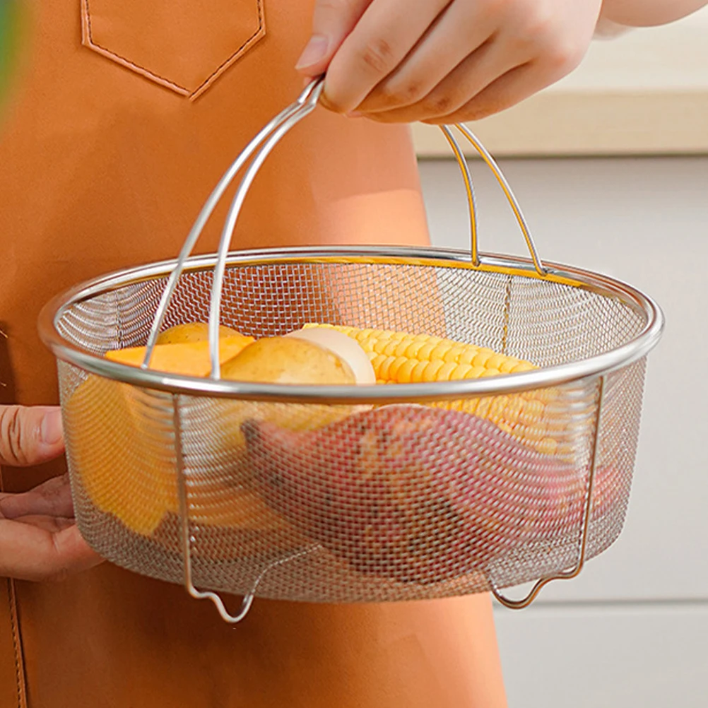 

Finely Polished 304 Stainless Steel Drain Basket Smooth Surface No Burrs Comfortable Grip Fruits Vegetables Colander Strainer