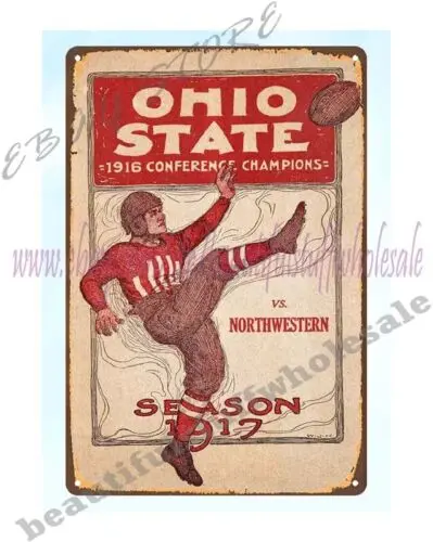 collectible 1917 Ohio State vs Northwestern Football Program metal tin sign