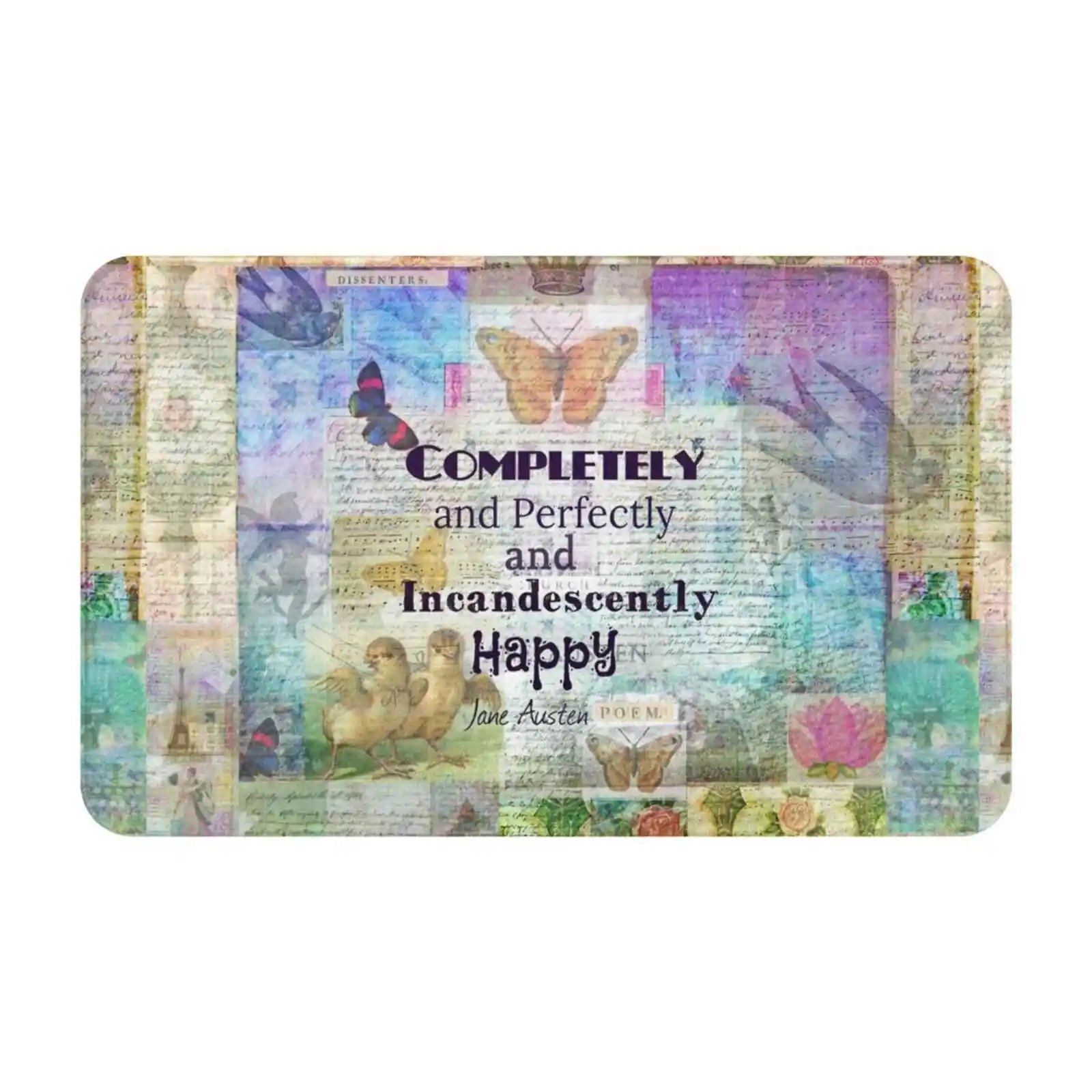 Jane Austen Mr Darcy Quote Completely And Perfectly And Incandescently Happy Soft Foot Pad Room Goods Rug Carpet Jane Austen Mr