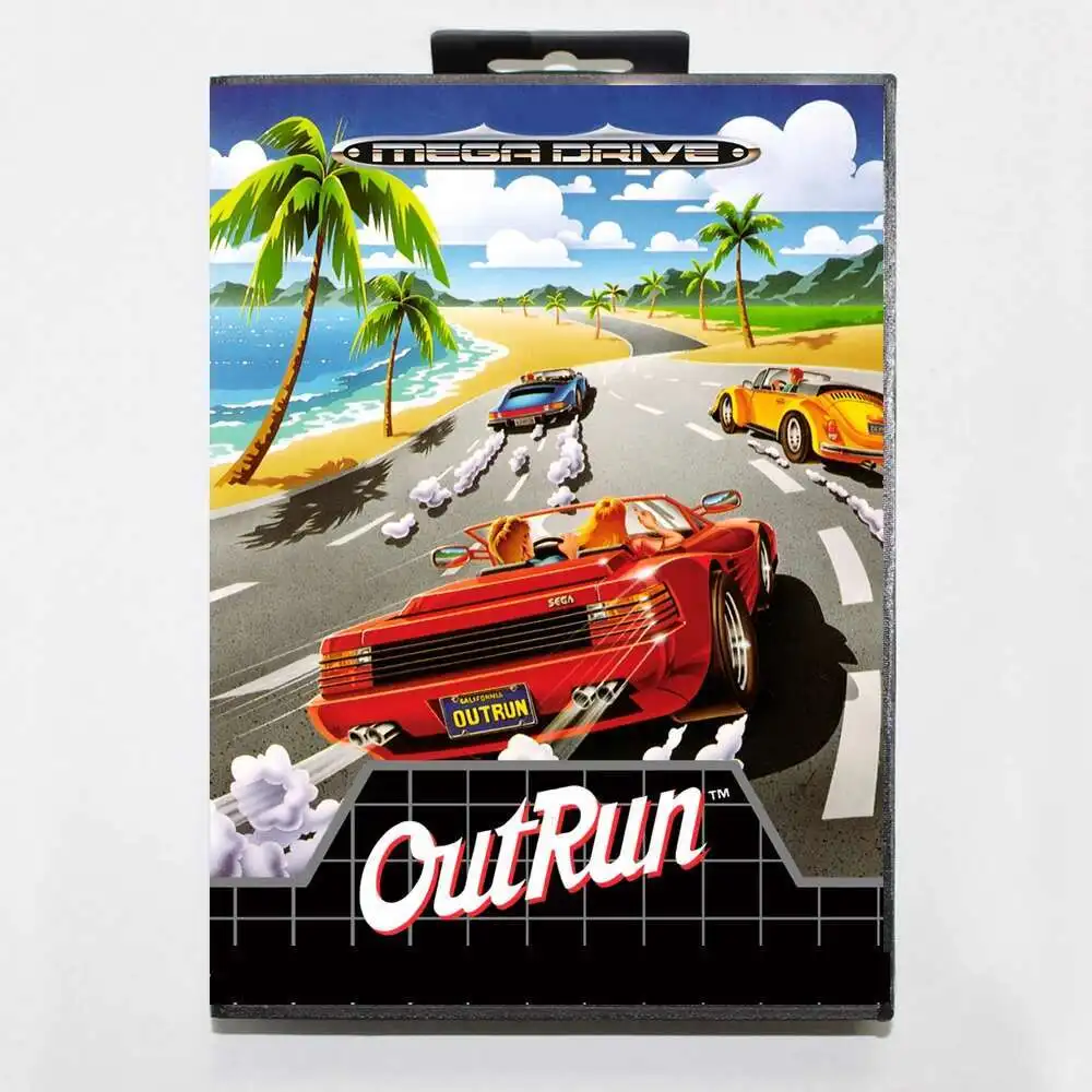 Cartão de jogo Outrun MD com caixa EUR para sistema Sega Megadrive Genesis de 16 bits