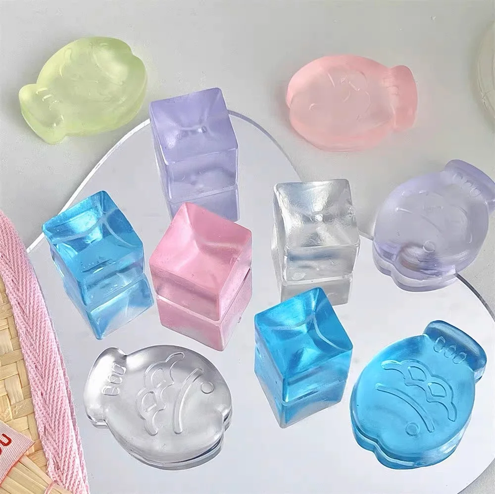 Clear Ice Cubes Squishy Toys Cute Cat Paw Fish Stress Relief Fidget Toy TPR Sticky Antistress Ball Slimy Squeeze Toys