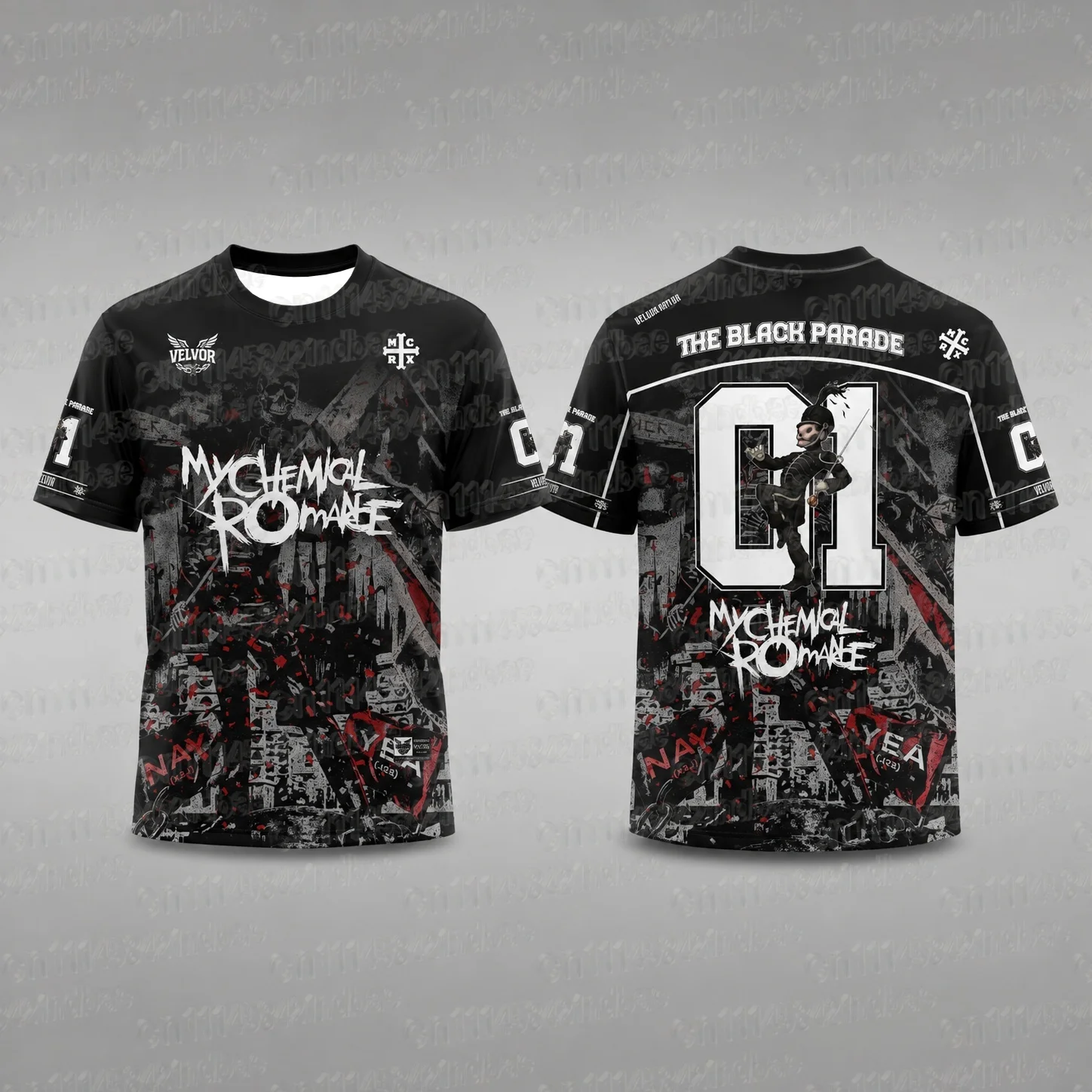 2026 MCR My Chemical Romance Album Tour Fußballtrikot Sommer Rock-Stil Atmungsaktives Schnelltrocknendes T-Shirt Familienoutfit – Detail 5