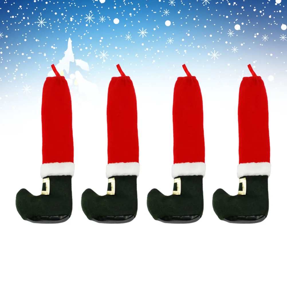 

4 Pcs Table Leg Cover Chair Feet Covers Christmas Protectors Cartoon Floor Sleeves for All Kinds of Chairs