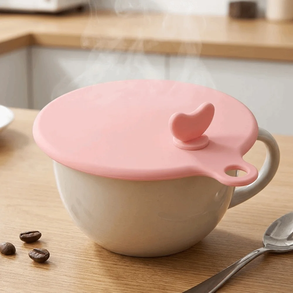 2PCS Creative Silicone Dustproof Cup Lid Flexible Heat-Resistant Tea Cup Lid Decorative Round Mug Cover Fruit Juice