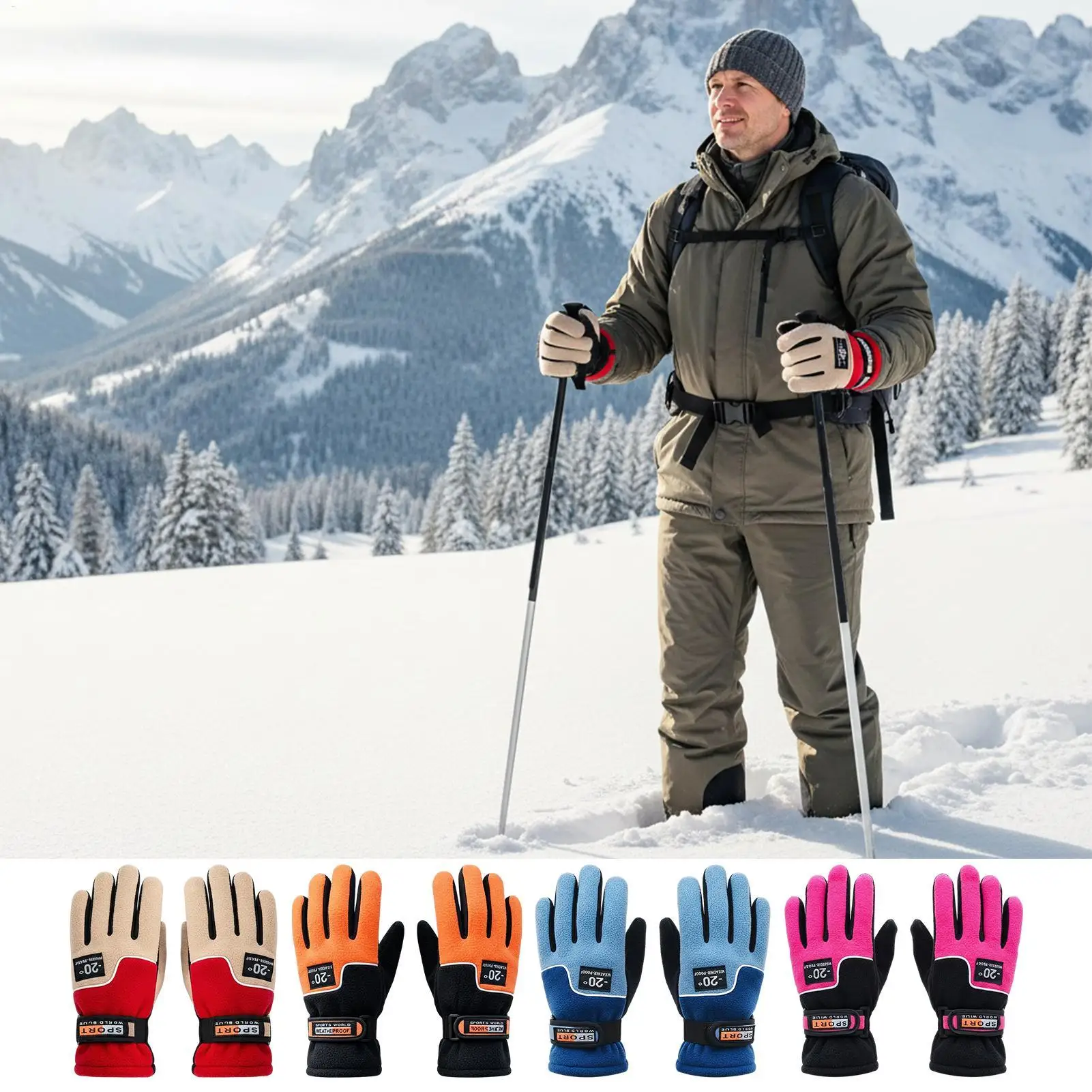 

Winter Outdoors Cycling Gloves For Men Rain-Resistant Waterproof Warm Road Sports Ski Gloves Thermal Touchscreen Glove