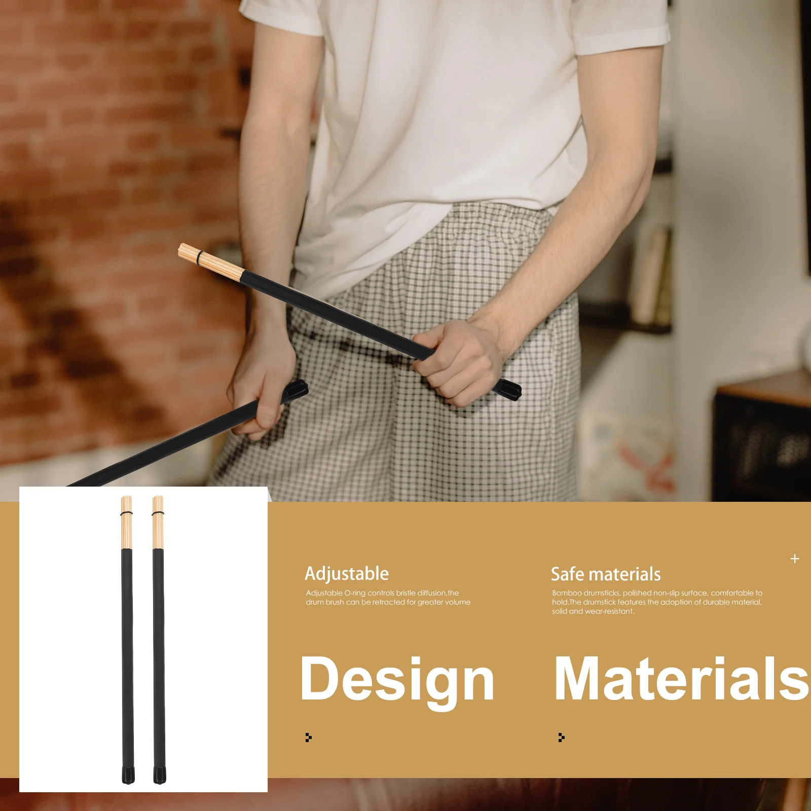 

Drum Stick Durable Percussion Drumstick Bamboo Instrument Accessories Mallets Sticks for Professional Drumsticks Accessory