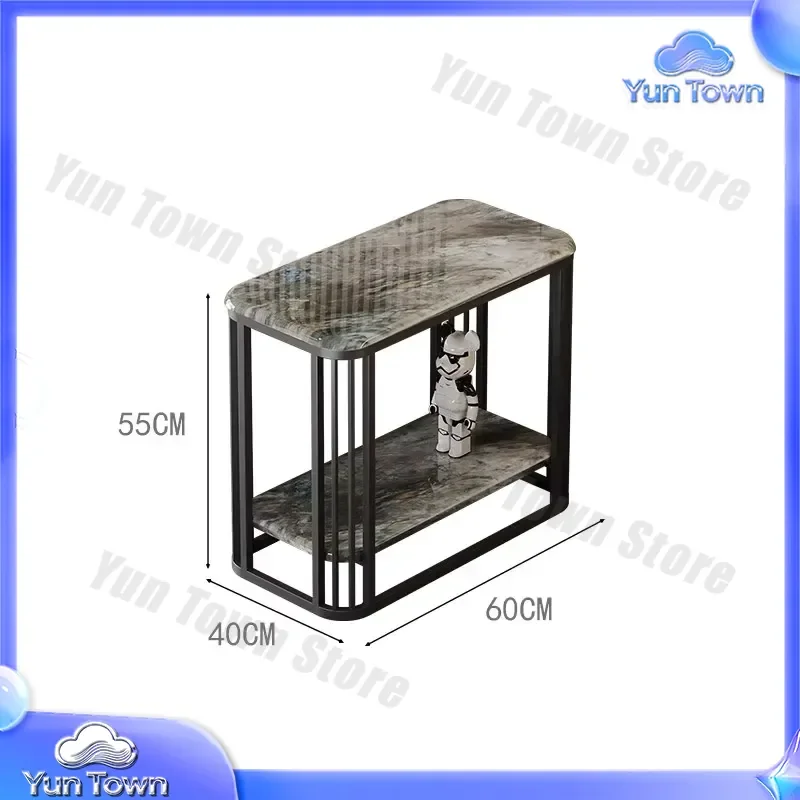 Italian Marble Edge Living Room Sofa Storage Locker for Modern Home Decor | Wall Mounted Integrated Light Luxury Tea Table