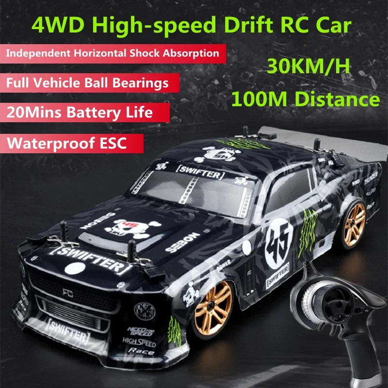 4WD Waterproof ESC High-speed Drift RC Car Full Vehicle Ball Bearings Independent Shock Absorption Children's Remote Control Toy