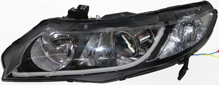 2 قطعة مجموعة المصابيح الأمامية LED لهوندا سيفيك fd1 fd2 06-11 عين الملاك عدسة مزدوجة بدوره إشارة شعاع منخفض وعالي