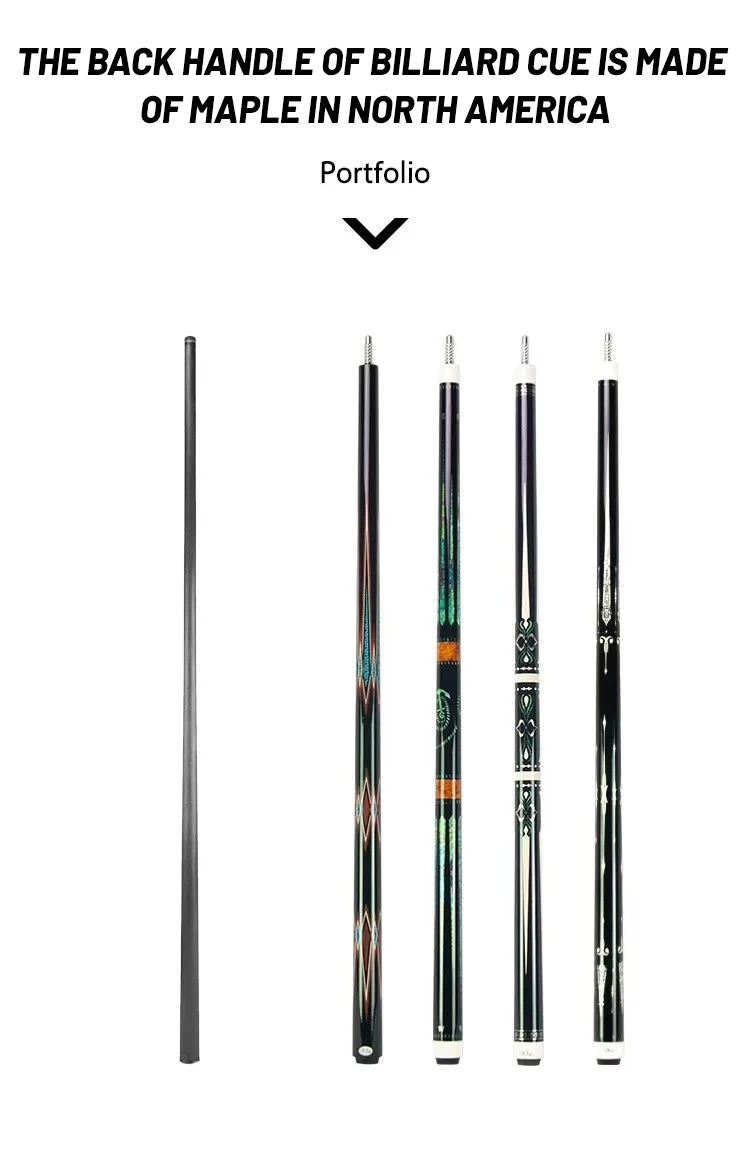 Carbon Fiber Pool Cue Stick148cm,3/8 * 8-Pin Joint and 11.5mm/12.5mm Pen Tip，Black Bakelite Ferrule