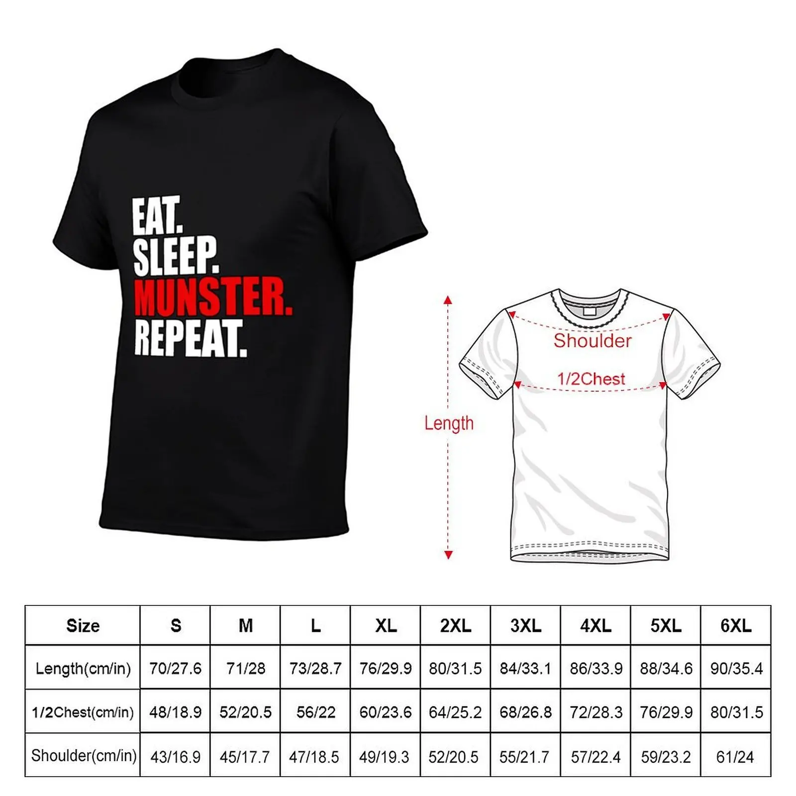 Munster Rugby Ireland Eat Sleep Munster Rugby Repeat T-Shirt man t shirts for men man t shirts high quality luxury brand T-shirt