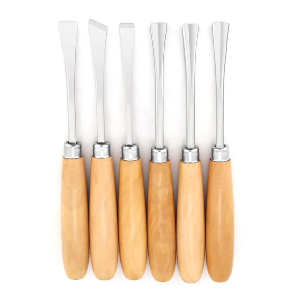 6pcs Steel Blades Wood Carving Chisels DIY Tools Professional Grade Hand Chisel Set Sharp Edge Sculpting Tools Kit
