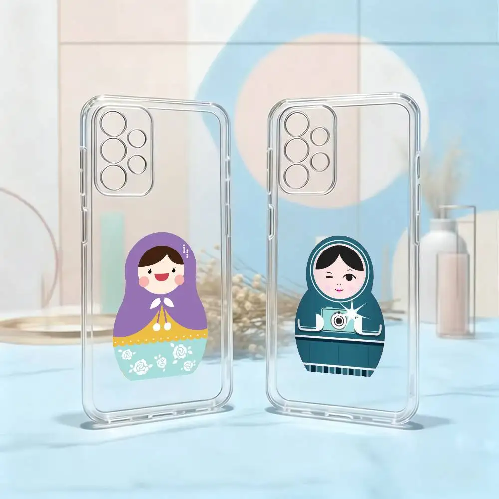 Matryoshka Wooden Folk Crafts Phone Case Transparent Silicone Soft For Samsung S25,S24,S21,S22,S23,S30,Ultra,S20,Plus,Fe