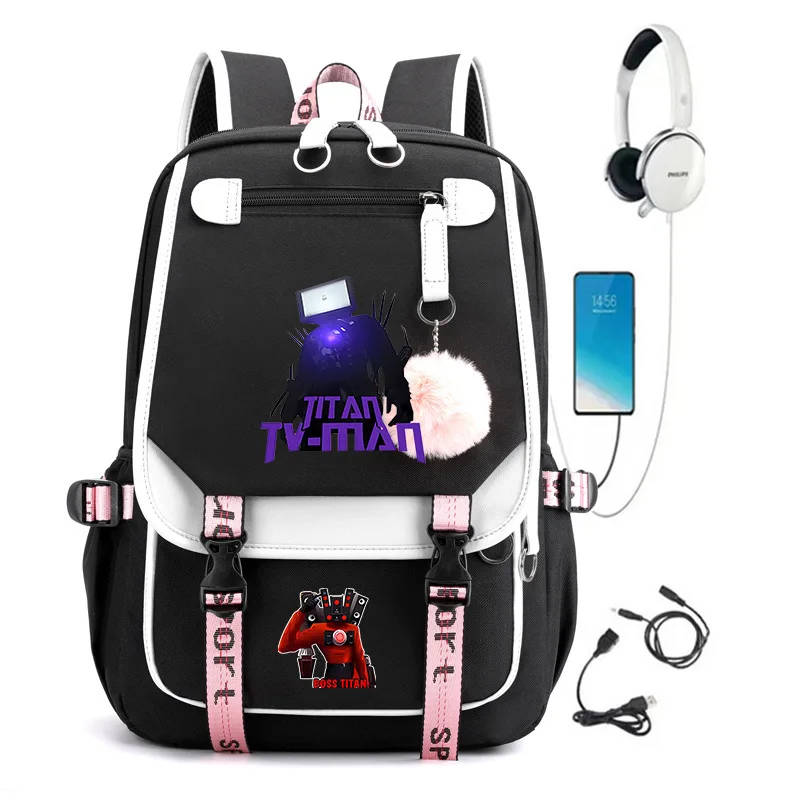 Cross-Borderskibidi toiletToilet Printing Primary School Student Schoolbag Large Capacity Dacron Backpack