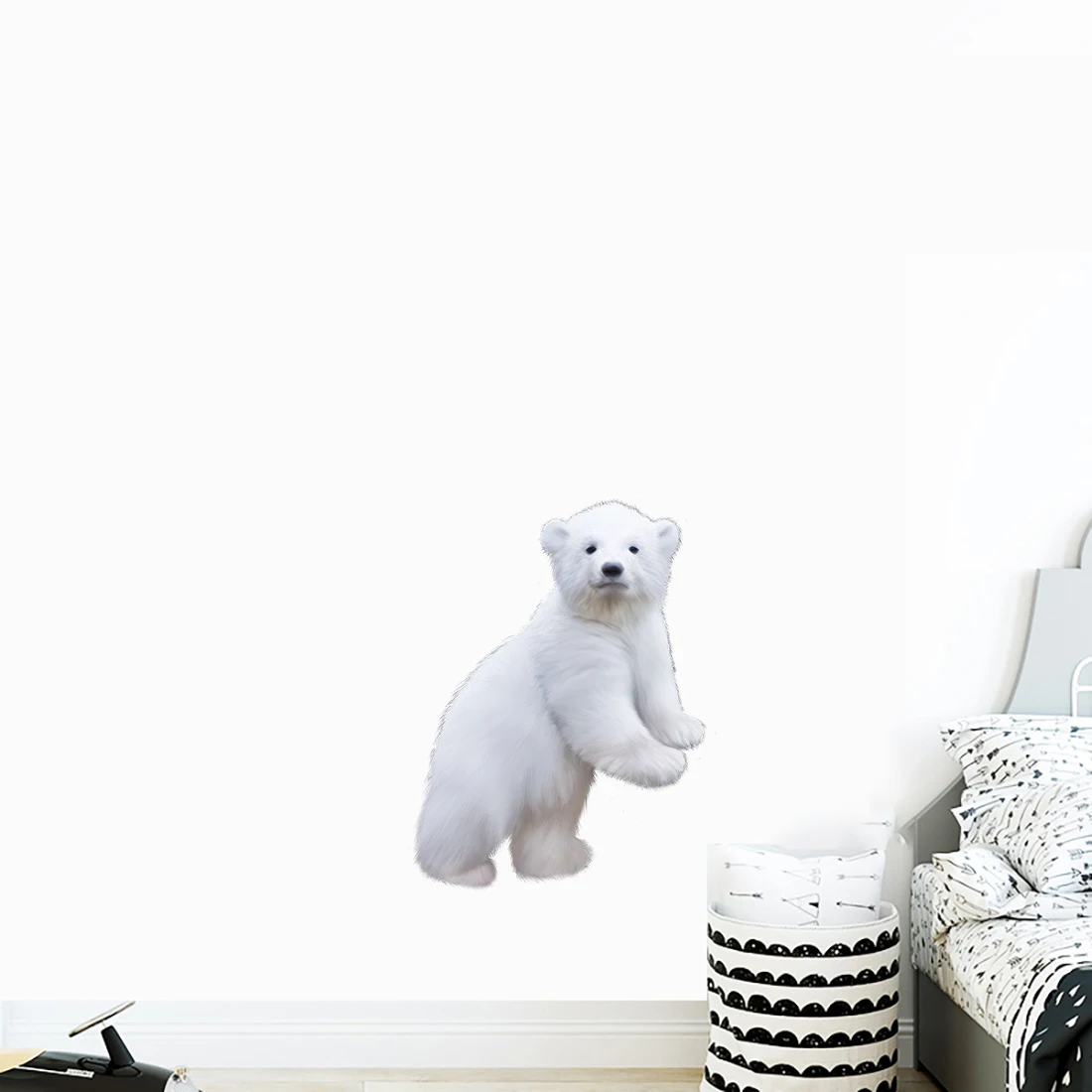 Three Ratels QD151 Cute polar bear animal wall sticker for children's bedroom decoration waterproof refrigerator decals